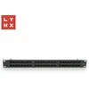 LYNX 19" komutacinė panelė, 48 prievadų, UTP Cat5e, 50µ, neekranuota, juoda