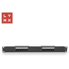 LYNX 19" komutacinė panelė, 12 prievadų, UTP Cat5e, 50µ, neekranuota, juoda