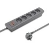 QOLTEC 50275 Maitinimo juosta 5 lizdai 1,8m Pilkas