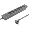 QOLTEC 50277 Maitinimo juostelė 6 lizdai 1,8m Pilkas