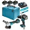 MAKITA KOMPLEKTAS COMBO 18V DLX2544TJ (DDF492 , DGA513) 3×5,0 Ah
