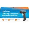 Manhattan 2D Long Range LED-Barcodescanner 50 mm zasięg skanowania odłączany 1,8 m USB-A-Kabelis 60 Scans/sec. 100K Lux klasa ochrony IP52