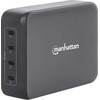 Įkroviklis Manhattan 4-Port GaN USB Power Delivery-Įkrovimo stotelė PD 3.1 Vier USB-C PD-Ports mit bis zu 140W pro Port 240 W Gesamtleistung juodas
