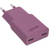 „Manhattan InLine®“ USB-C įkroviklis, 30 W, GaN, dvigubas USB-C, PD/PPS, miško uogų/violetinė spalva