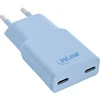 Manhattan InLine® USB-C įkroviklis, 30 W, GaN, dvigubas USB-C, PD/PPS, saldainių spalvos/mėlynas