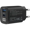 Manhattan „InLine®“ USB PD maitinimo šaltinis, GaN įkroviklis, 2 prievadų, USB-C + USB-A, 30 W, su ekranu