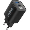 Manhattan „InLine®“ USB PD maitinimo šaltinis, GaN įkroviklis, 2 prievadų, USB-C + USB-A, 30 W, su ekranu