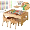 „Masterkidz“ medinis edukacinis stalas + sienos priedai su stiebais + 135 kaladėlės (ME25319-1 Lek)