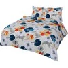 Matex Patalynė flanelowa 200x220 F-54A malowane kwiaty oranžinė tamsiai mėlyna