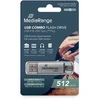 Pendrive MediaRange 3.2 Gen 1 USB-A i USB-C 512GB Sidabrinė (MR940-1)