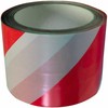 Taśma Įspėjamoji juosta baltai raudona 75 mm 100 m (storis apie 30 mikronų) (be klijų)