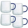MG Home STIKLINĖS 4 X 350 ML RAŠTUOTOS SU AUSELE MĖLYNOS