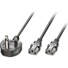 Maitinimo Laidas - LINDY UK 3 Kontaktų į 2x C13 Maitinimo Laidas, 2,5 m, Juodas