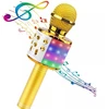 iWear M85 Karaoke Mikrofonu Bērniem un Pieaugušajiem Ar Efektu un Skaļruņiem & Rekodu Micro SD USB Bluetooth Zeltains
