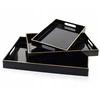 Mondex BLANCHE Juodas 3 dekoratyvinių padėklų rinkinys 40x30x4cm/35x25x3.5cm/30x20x3.5cm