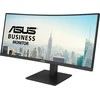 Monitorius ASUS VA34VCPSR 34 colių VA WLED lenktas 1500R UWQHD 21:9 100Hz 300cd/m2 4ms HDMI DP USB-C USB šakotuvas 3xUSB 3.2 G1 Type-A RJ45 Juodas