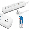 Montis Elektros ilgintuvas, baltas ir pilkas, 3 lizdų, su USB jungtimi, 3 m, MT185-WG-3