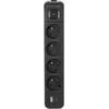Montis Juodas 4 lizdų elektros ilgintuvas su USB 5 m MT186-BK-5