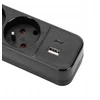 Montis Juodas 4 lizdų elektros ilgintuvas su USB 1,5 m MT186-BK-1,5