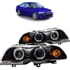 Juodi BMW E46 priekiniai žibintai su CCFL žiedais
