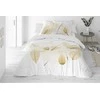Multitex Satino medvilnės patalynės komplektas 160x200 cm, baltas ir auksinis lapų raštas, 3 dalių rinkinys, užtrauktukas, OEKO-TEX sertifikatas, miegamojo tekstilė