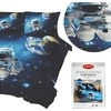 Multitex Medvilninės patalynės komplektas 220x200 cm, kosmoso tematikos juodas ir mėlynas dizainas, universalus dydis, 3 dalių rinkinys su užvalkalais, miegamojo tekstilė