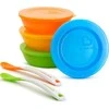 MUNCHKIN dubenėlių su dangteliais rinkinys ir du šaukšteliai LOVE A BOWL