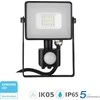 V-TAC LED 10W 4000K projektorius, judesio jutiklis, juoda