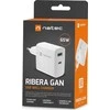 Maitinimo Adapteris - Natec Ribera 1x USB-A + 1x USB-C 65W Baltas