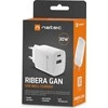 Įkroviklis - NATEC RIBERA GAN 30W USB-A + USB-C Greitas Pakrovėjas Baltas