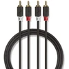 Nedis 2x RCA į 2x RCA garso laidas su spalvų žymėjimu
