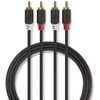 Nedis Garso kabelis 2x RCA -> 2 x RCA 5m Juodas