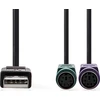 Kabelis USB Nedis CCGB60830BK03 kabelis PS/2 0,3 m USB A 5-p DIN Juodas