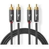 Kabelis Nedis RCA (Cinch) x2 - RCA (Cinch) x2 5m juoda (CATB24200GY50)
