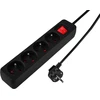 Przedłużacz Prailginimo laidas 3 m, 3 x 1,5 mm2, 4G, juodas, ĮJUNGTA/IŠJUNGTA