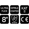 Rękawice „Ultraflex“ darbo pirštinės, nailono ir spandekso mišinys, polinitrilo danga (putplastis), 4131X, 8 dydis