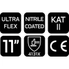 Rękawice „Ultraflex“ darbo pirštinės, nailono ir spandekso mišinys, polinitrilo danga (putplastis), 4131X, 11 dydis