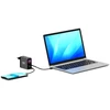 Port Designs PORT CONNECT GaN2 wall charger for 2×USB-C PD 3.1 and USB-A QC 3.0, 140W, OLED display, juodas