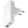 D Bramante dbramante1928 Pro – plonas įkroviklis ES/JAV – USB-C 45W + USB-A 30W – W, skirtas naudoti patalpose, kintamosios srovės, baltas