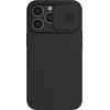 Nillkin Camshield šilkinis silikoninis dėklas su fotoaparato dangteliu, skirtas iPhone 13 Pro Juodas
