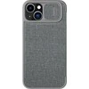 Nillkin Qin Cloth Pro Apple iPhone 14 Plus Camera atverčiamas dėklas telefonui pilkos spalvos