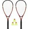 Nils Extreme NRS001 CROSSMINTON SET 2 ROCKETS + SHUTTLECOCKS + Raudonas dangteliai