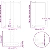 Kavos staliuko kojelės, T formos, 2 vnt., juodos, 28x25x(42-43) cm, plienas