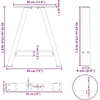 Kavos staliuko kojelės, A formos, 2 vnt., 38x(42-43) cm, plienas