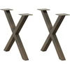 Kavos staliuko kojelės, X formos, 2 vnt., natūralus plienas, 50x(42-43) cm, plienas