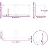Kavos staliuko kojelės, 2 vnt., juodos, 60x25x(30-31) cm, plienas