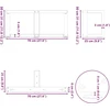 Kavos staliuko kojelės, 2 vnt., juodos, 70x25x(30-31) cm, plienas