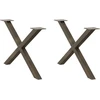 Kavos staliuko kojelės, X formos, 2 vnt., natūralus plienas, 70x(42-43) cm, plienas