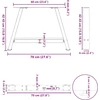 Kavos staliuko kojelės, A formos, 2 vnt., 70x(42-43) cm, plienas