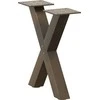 Kavos staliuko kojelės, X formos, 2 vnt., natūralus plienas, 37x(30-31) cm, plienas